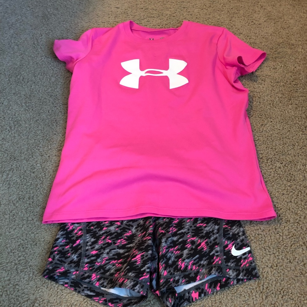 Nike Shorts and Under Armor Shirt